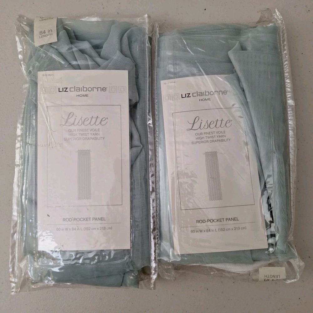 Set of 2 Liz‎ Claiborne 60" W 84" L rod curtains pocket panel Drapes